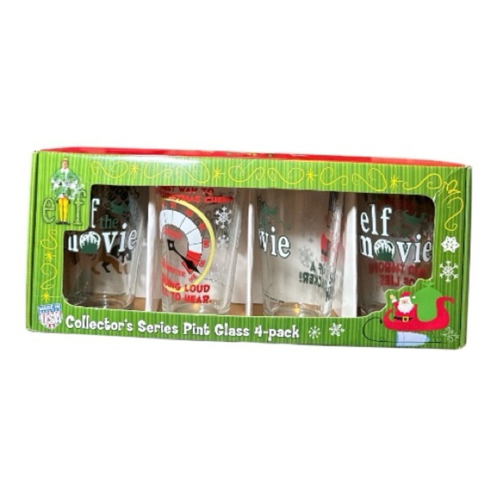 NEW! Elf the Movie Collector's Series Pint Glass 4-Pack Christmas Collectible